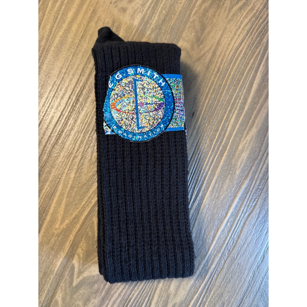 Vintage 1990s E.G. Smith Longstocking Men's 9-13 Black New Ribbed Slouch Socks